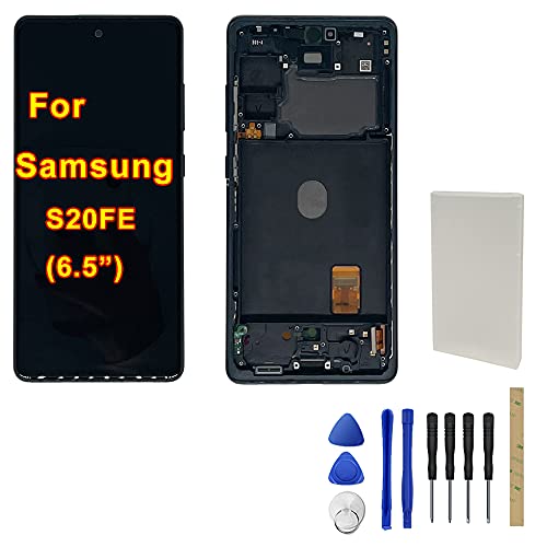 Flash Deals - 40% OFF Alondy AMOLED Screen Replacement for Samsung Galaxy S20FE 5G (6.5") (Blue with Frame) Display Digitizer Assembly Tools Support Fingerprint Scan