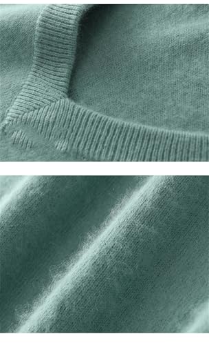 Men's Cashmere Blend Sweater Solid V-Neck Pullover Knitted Sweater Long-Sleeved Soft Jumper Top3