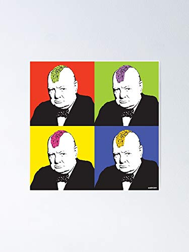 N/ Banksy Graffiti Pink Winston Churchill with Punk Mohawk Haircut Andry Warhol Parody