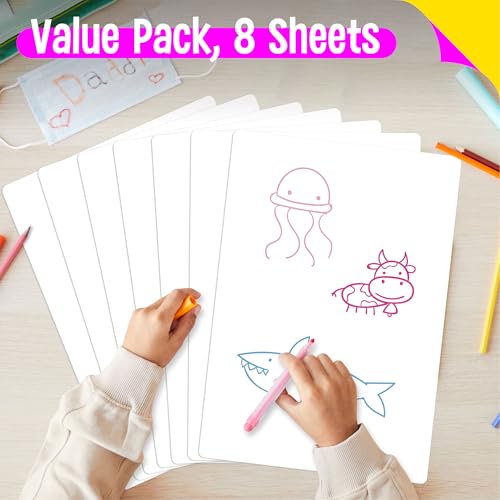 8 Packs Small Whiteboards, Double Sided Dry Erase Blank Board, Writable and Erasable White Board for Office, Home, Classroom, Math, Drawing (Each Measures 12” x 9”) - Image 3