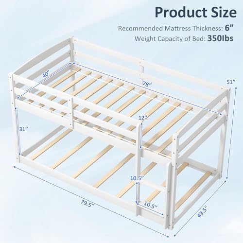KOMFOTT Solid Wood Low Bunk Bed
