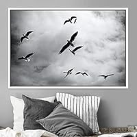 Framed Canvas Wall Art Birds Soaring in Sky Canvas Prints Home Artwork Decoration for Living Room,Bedroom - 16x24 inches