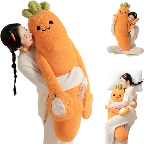 Multi-Style Plush Hugging Pillow with Heating & Bluetooth Recording Soft Cotton Patting Sleeping Companion for Adults (Carrot S (29.9 * 5.5 * 8.6 in) Patting-Style)