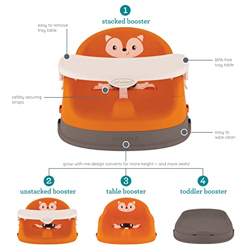 Infantino Grow-With-Me 4-In-1 Two-Can-Dine Feeding Booster Seat, Fox-Theme, Space-Saving Design, Infant Booster For 4M+, Toddler Seat For 3Y+ #TOP5