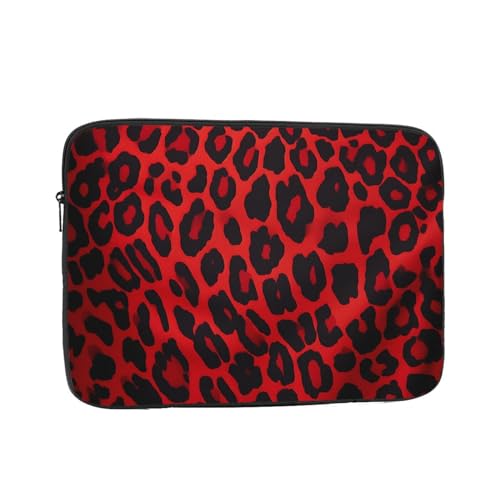 Funda para portátil con patrón de leopardo rojo 17 pulg miniatura 1