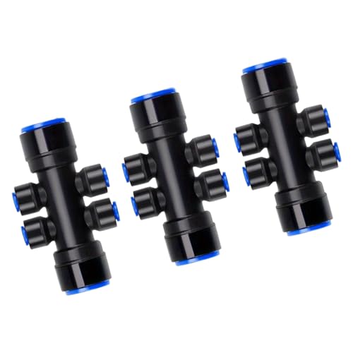 HUANGING Divisor de riego por goteo de 6 vías, 2/3/8 piezas, ajuste de 1/4 pulgadas, adaptador de flujo de agua de fácil instalación para jardinería en casa