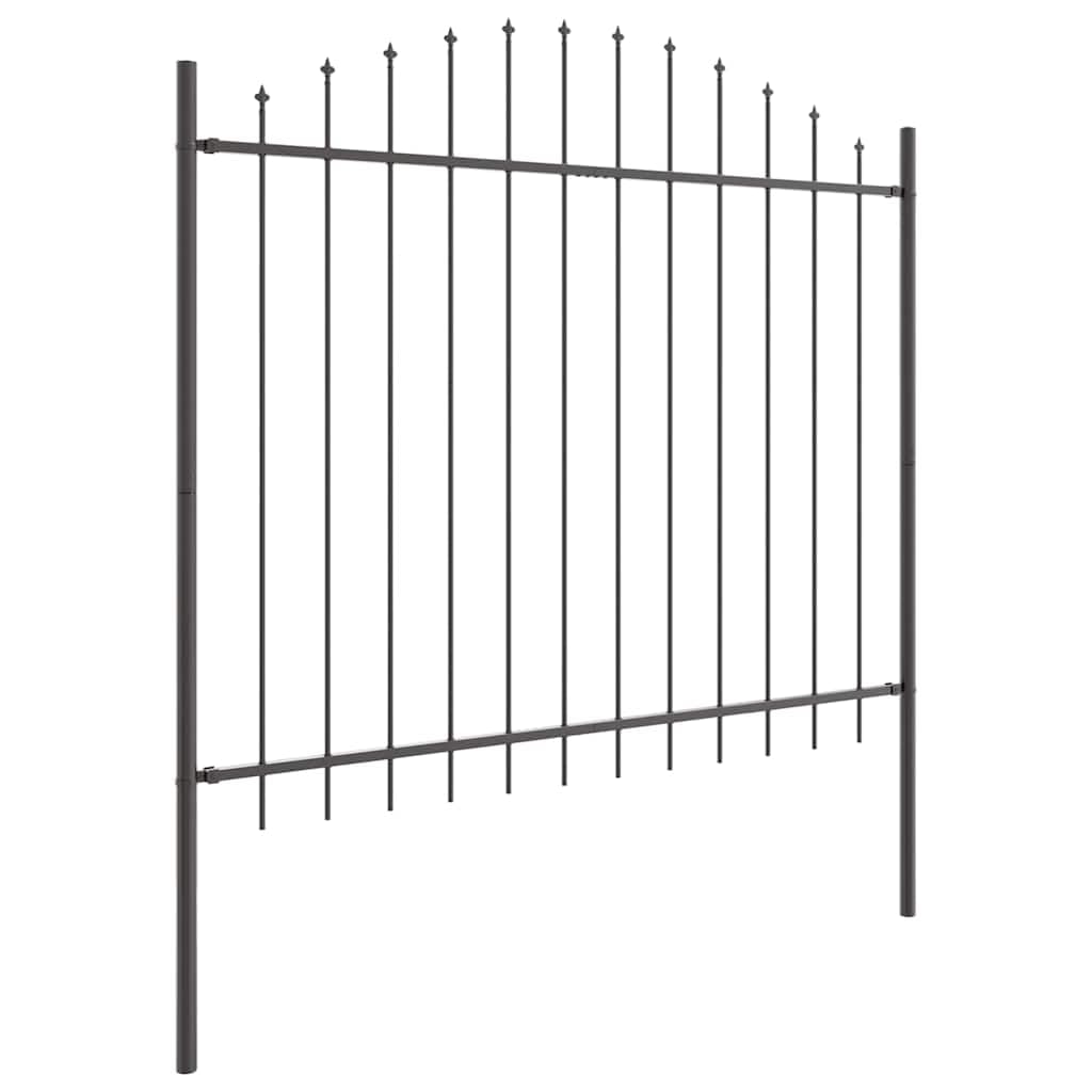 Ogrodzenie ogrodowe Woerden szare ze stali malowanej proszkowo, 170 x 190 cm, dekoracyjne panele ogrodzeniowe ogrodowe jako bariera dla zwierząt i ogrodzenie ogrodowe, do użytku na zewnątrz