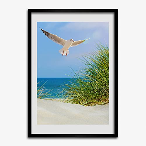 Tableau décoratif mouette et dunes pour créer une ambiance bord de mer au salon