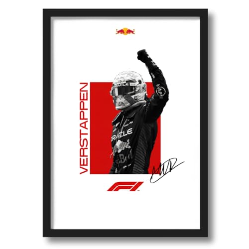 Image of ArtAction Max Verstappen Wall Frame Poster | F1 Racing Art for Bedroom, Office | A4 Size | Framed Formula 1 Champion Poster | Sports Decor Gift for Fans, Men & Boys