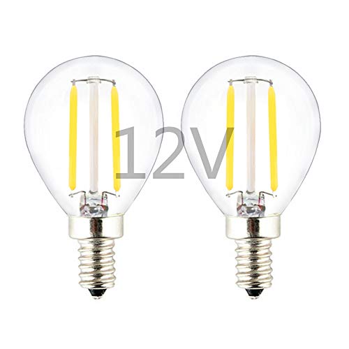 OPALRAY LED G14(G45) Globe Bulb, DC 12V / 24V Input, E12 Small Base, Dimmable with DC Dimmer, 2700K Warm White Light, 2W 200Lm, 25W Incandescent Replacement, for 12Volt Low Voltage Power, 2-Pack