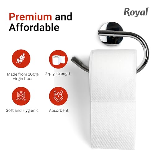 Image of Royal Toilet Tissue Paper Roll | 1200 Pulls (300 x 4 Rolls) | Tissue Paper Roll, Toilet Paper Roll 2-Ply Soft & Strong Bathroom Tissue | Highly Absorbent & Hygienic Toilet Paper