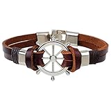 1.Material: Aleación Gudeke Moda para Mujer para Hombre del Ancla de la Vendimia del timón de Cuero Pulseras Brazalete Brazalete