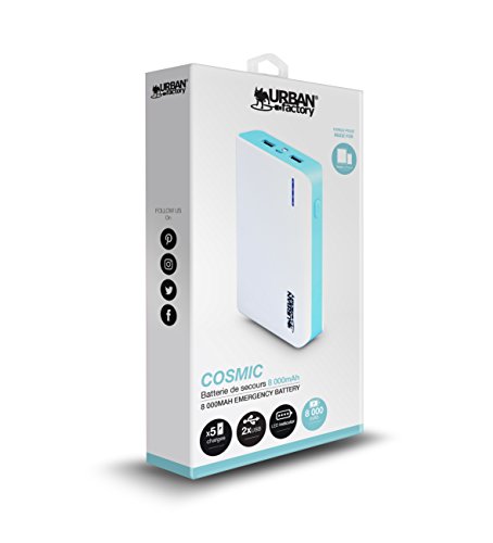 Urban Factory BBA10UF - Batería Externa portátil y Universal de 10400 mAh, Color Blanco y Azul