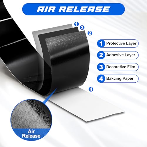 Image of Spurtar Gloss Black Vinyl Wrap 2 Inch x 20ft Satin Black Vinyl Car Tape Adhesive Chrome Delete Automotive Tape for Vehicle Exterior Accessories DIY Car Wrapping Paper Vehicle Door Edge Sticker