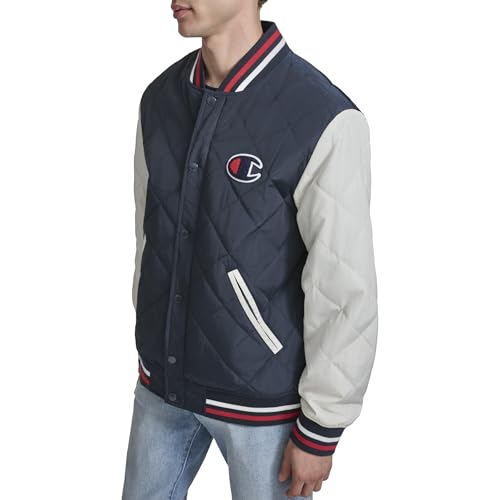 Champion Men's Retro Diamond Quilted Bomber Varsity Jacket3
