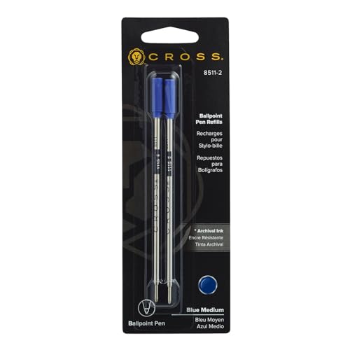 Image of Cross 8511-2 Refills for Ballpoint Pens, Medium, Blue Ink, 2 /Pack (85112)