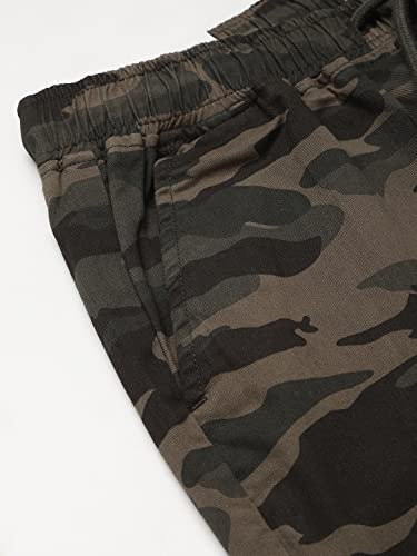 Image of Dennis Lingo Camouflage Print Cotton Men's Casual Cargo Pant, Tapered Fit, Mid Rise, Ankle Length, Multi-Pocket Drawstring Stretchable Cargos for Men, Trousers