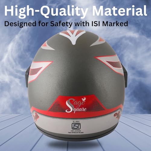 Image of Sage Square Audi Kimi Full Face Helmet | ISI Certified | Clear Visor | Ultra Comfort Inner Padding Extra Comfort & Stylish