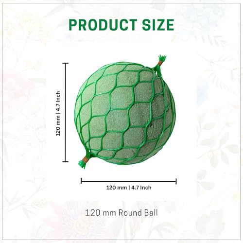 Image of Oasis Pack of 4 Floral Foam Spheres | Green Round Foam Spheres Balls for Fresh & Artificial Flowers | Wet & Dry Use | Ideal for Wedding, Party & Home Floral Arrangements - Netted (120 mm)