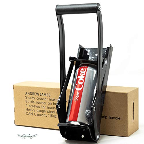 Heavy Duty Can Crusher - Designed to Recycle and Crush 12 oz and 16 oz Cans â€“ Wall-Mounted, Crushes Soda, Beer, Pop Cans â€“ Recycling Aluminum Cans is Great for the Environment - Andrew James (Black)