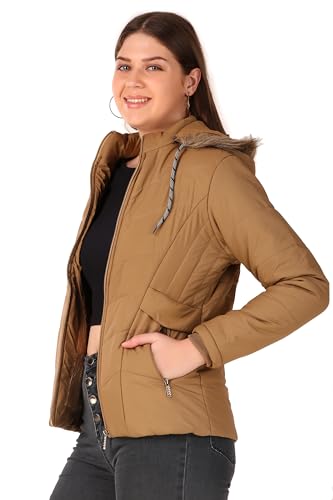 Image of Brazo Girls and Women's Puffer Regular Fit Bomber Jacket For Winter Wear | Hooded Neck | Full Sleeve | Zipper | Casual Jacket For Woman & Girl | Western Stylish Jacket For Women
