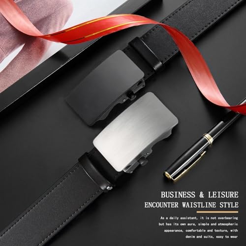 Men's Premium Leather Smooth Ratchet Business Belt Men's Dress and Casual Daily Adjustable Buckle4