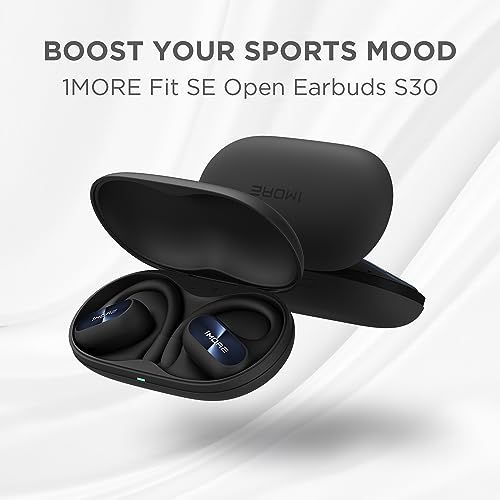 Image of 1MORE Fit SE S30 Open Ear Headphones, Wireless Bluetooth Headphones with 4 Microphones for Clear Calls, Sports Earbuds Split Design with Earhooks, IPX5, 30-Hour Playtime, 5.3, Black (EF606)