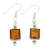 Glass Of Venice Murano Glass Antico Tesoro Cubes Earrings - Silver Topaz