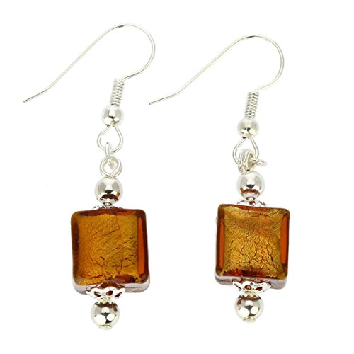 Glass Of Venice Murano Glass Antico Tesoro Cubes Earrings - Silver Topaz