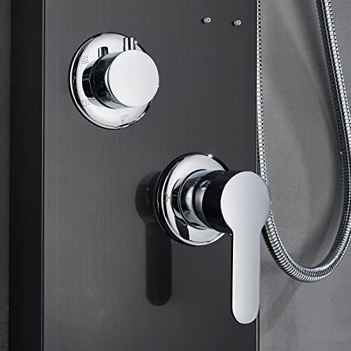 Black Shower Panel Tower System LED rain Head Combination Massage Body Jets Faucet Shower Column miniatura 5