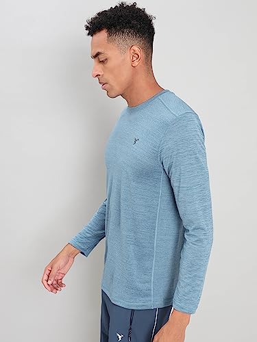 Image of TECHNOSPORT Men's Polyester Solid Slim Fit T-Shirt