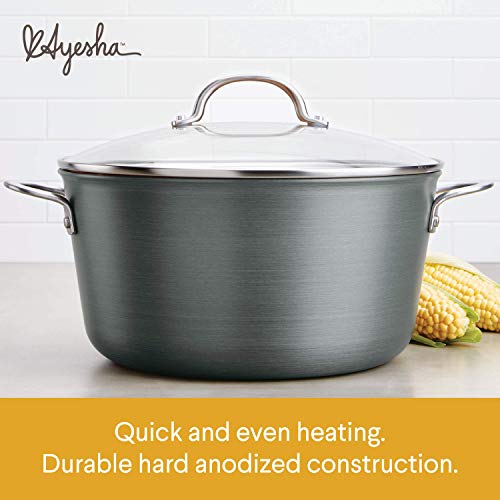 Ayesha Curry Home Collection Hard Anodized Nonstick Stock Pot/Stockpot With Lid, 10 Quart, Charcoal Gray #TOP4