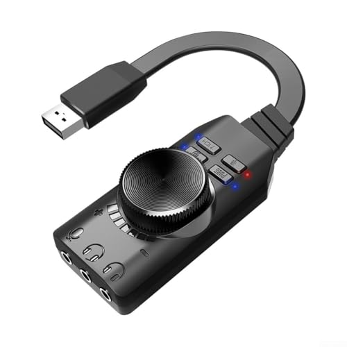 PLEXTONE GS3 - Tarjeta de sonido externa USB con canal virtual 7.1 y adaptador de audio para juegos para PC y portátil, color negro