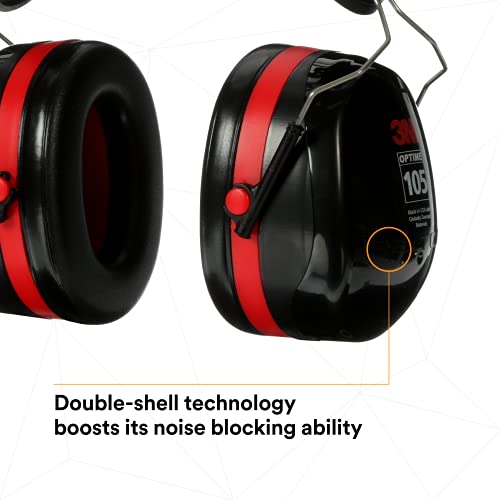 Image of 3M PELTOR Hearing Protection Optime 105 Earmuffs, E-A-Rfit Compatible, Assembly, Sanding, Grinding