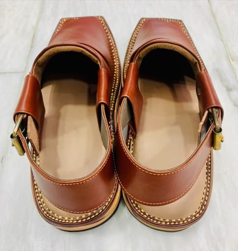 Handmade Traditional Brown Men's Leather Sandals, Peshawari Chappal, Comfortable Leather Footwear, Wedding Shoes4