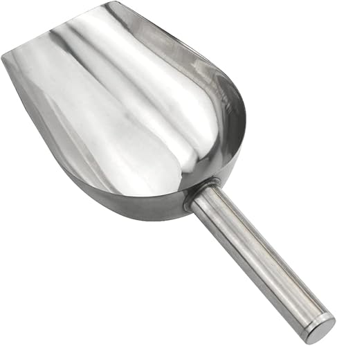 Miniatura 8 de Paquete de 2 cucharas de hielo de acero inoxidable con barra inferior redonda de harina de hielo de metal con mango de ranura para dedos para uso