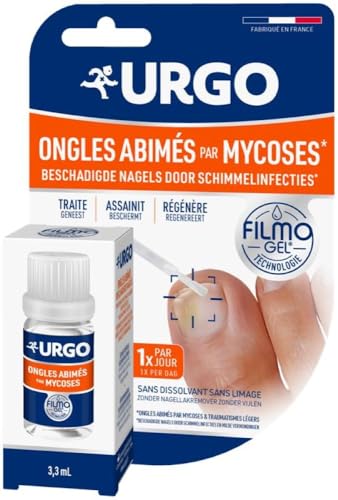 Urgo - Filmogel Ongles Abîmés par Mycose ou Traumatisme léger - Régénére et Renforce l'Ongle - Pinceau Applicateur - 3,3 ml - Dès 3 ans