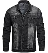 QIMYUM Jean Jacket For Men, Distressed Slim Denim Jacket