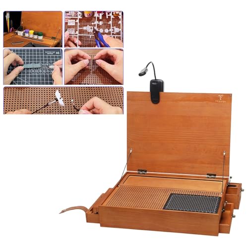 Table de travail portable pour maquettes avec éclairage et accessoires intégrés