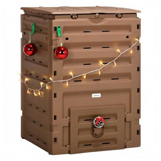 Outsunny Garden Compost Bin, 120 Gallon (450L) Garden Composter, BPA Free, with 80 Vents and 2 Sliding Doors, Lightweight & Sturdy, Fast Creation of Fertile Soil, Brown