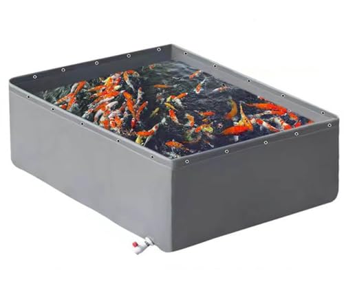 Genérico Estanque de jardín sobre el Suelo con válvula de Drenaje, Piscina Gruesa de Lona Grande Plegable para Exteriores, Lona de Piscina de Lona de PVC de 0,6mm,Gris,1x1.5x0.8m