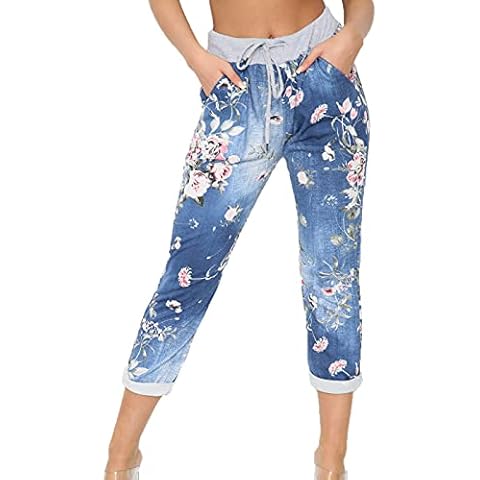 Crazy Fashion Women's Floral Denim Joggers Cover