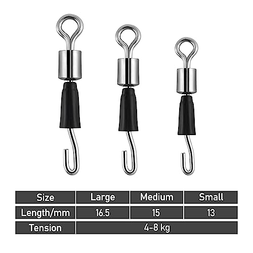 Alwonder 50pcs Quick Change Swivels for Feeder Method and Waggler Float Fishing Hook Length Swivel Connector Anti Line Spin and Tangles Quick Easy Change Hooklengths 16mm 8kg - Image 2