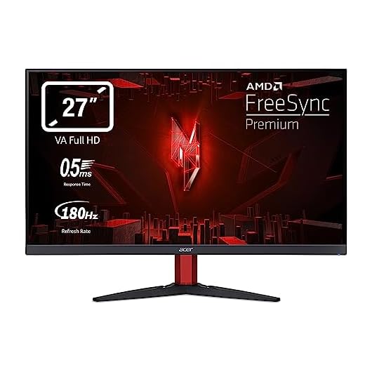 Acer Nitro KG272S3bmiipfx - Écran PC Gaming 27" Full HD, 180 Hz (1920x1080, 16:9, FreeSync, 1ms VRB, 250 Nits, Comfyview, BlueLightShield Pro 2xHDMI 2.0/1xDP 1.2) Moniteur PC Inclinable, Couleur Noir