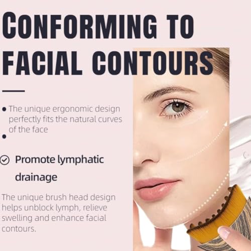 Image of 2 Pcs Facial Dry Brush - Lymphatic Contour Face Brush for Lymph Nodes, Chin & Jawline Sculpting - Facial Cleansing & Lymphatic Drainage Tool for Glowing Skin (Pack of 2)