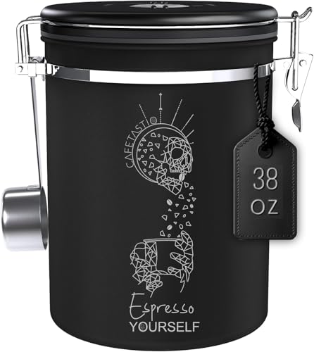 CafetastiQ 38oz Airtight Stainless Steel Coffee Canister