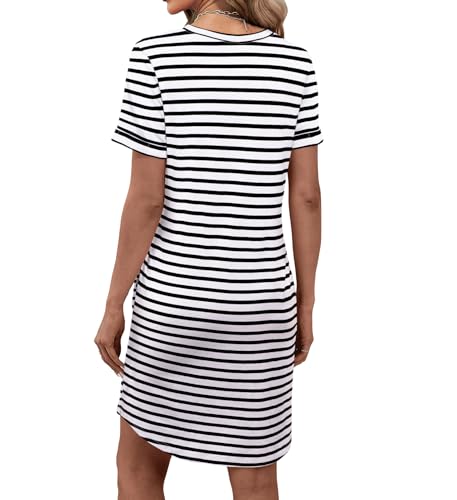 Image of Bluetime Womens T Shirt Dresses Casual 2026 Summer Short Sleeve Loose Vacation Dress with Pockets