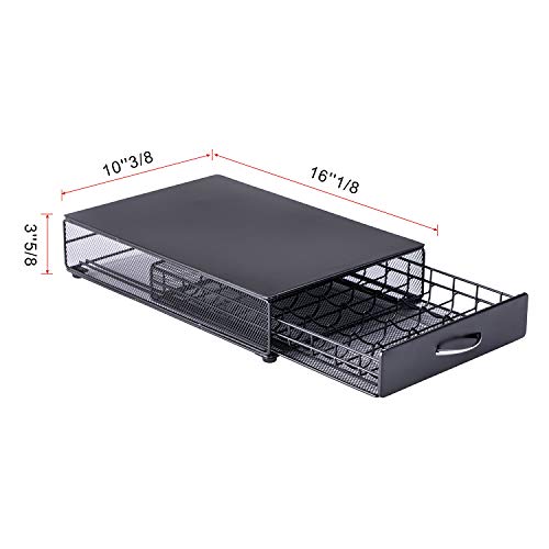 Flagship Coffee Pod Holder Storage Drawer For Nespresso Vertuo Capsule Holder Organizer Drawer Tray With Mesh Shelves For Nespresso Vertuo Holder Black Metal (40 Pod Vertuoline) #TOP5