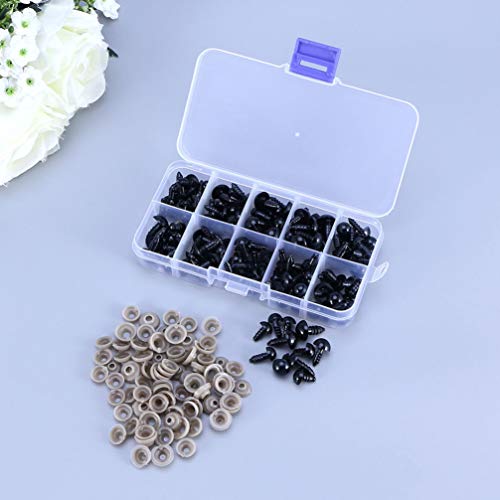 ARTIBETTER 284Pcs Olhos E Narizes Com Arruelas de Artesanato Boneca Olhos De Segurança De Plástico P