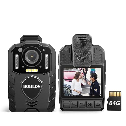 BOBLOV KJ25 1080P Body Camera,3000mAh Large Battery for 13 Hours Video Shooting with Audio, Night Vision Body Cam with Pre/Post-Recording, Multiple Use for Law Enforcement(64G Included)